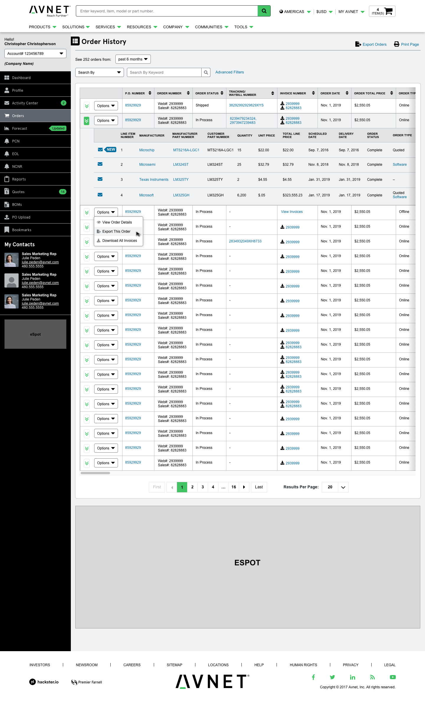 Avnet Order History